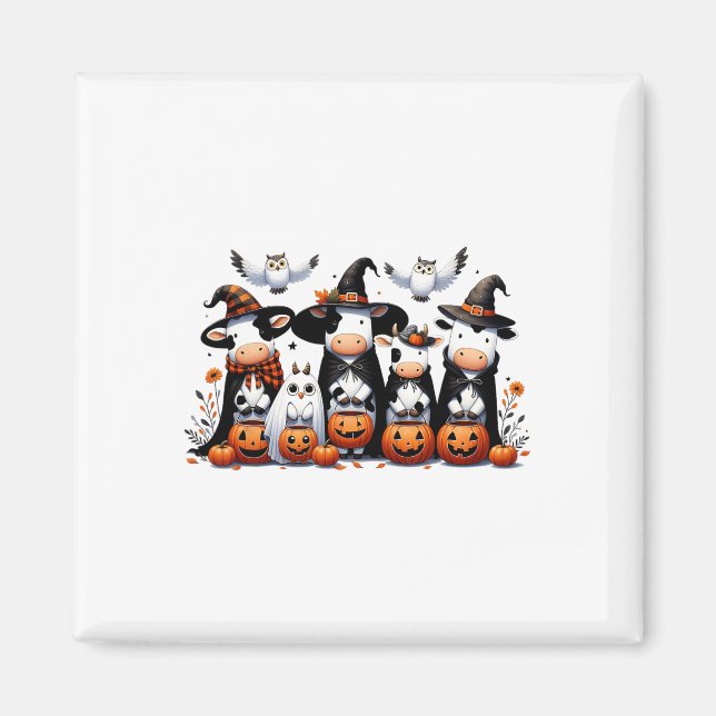 Funny Ghost Cows Halloween Animals Cow Owls Spooky Magnet (Front)
