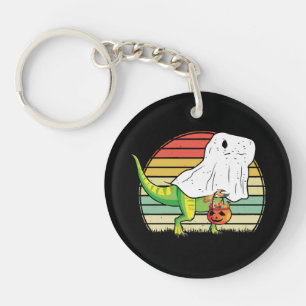 Funny Ghost Dinosaur Halloween Key Ring