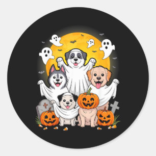 Funny Ghost Dog Halloween Costume For Owners Classic Round Sticker