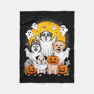 Funny Ghost Dog Halloween Costume For Owners Fleece Blanket