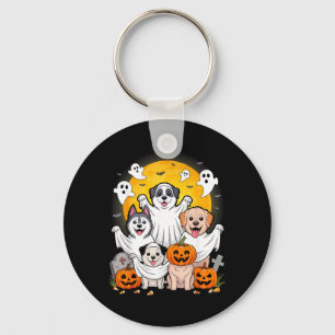 Funny Ghost Dog Halloween Costume For Owners Key Ring