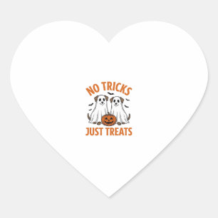 Funny Ghost Dog Halloween No Tricks Just Treats De Heart Sticker