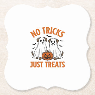 Funny Ghost Dog Halloween No Tricks Just Treats De Paper Coaster