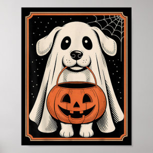 Funny Ghost Dog Halloween Shirt Halloween Dog Poster