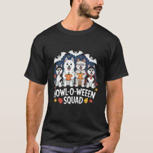 Funny Ghost Dogs Husky Halloween Costume Kids Boys T-Shirt