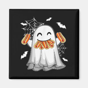 Funny Ghost Eating Hotdogs Happy Halloween Costume Magnet