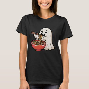 Funny Ghost Eating Ramen Noodles Halloween Spooky T-Shirt