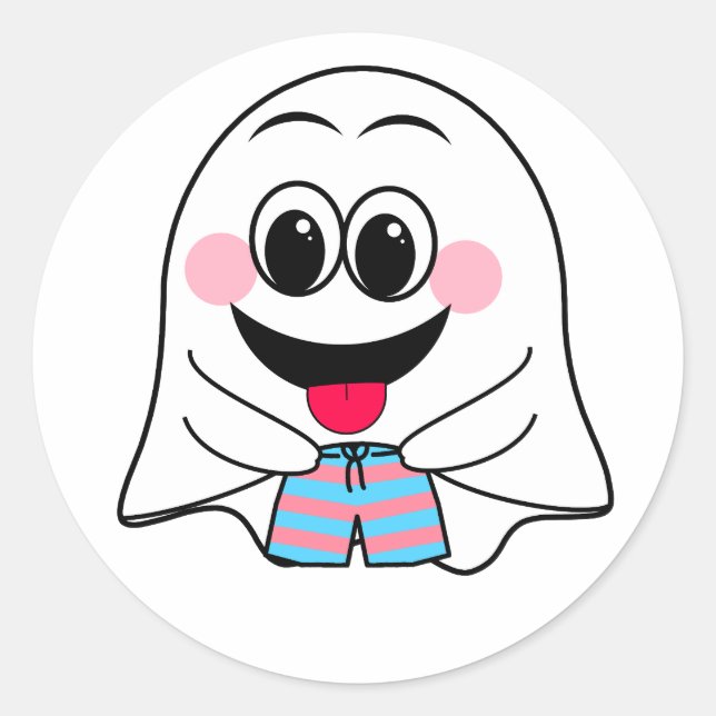Funny Ghost emoji! Classic Round Sticker (Front)