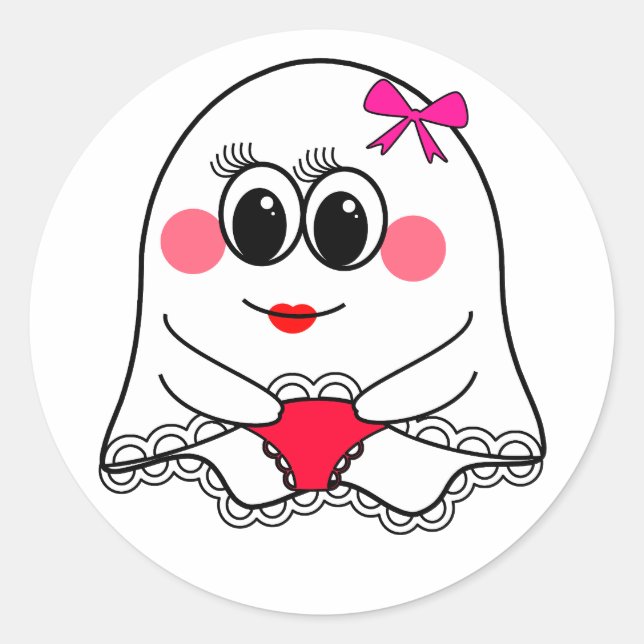 Funny Ghost emoji! Classic Round Sticker (Front)