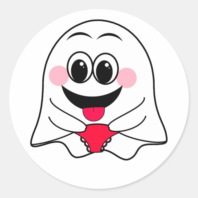Funny Ghost emoji! Classic Round Sticker (Front)