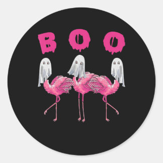 Funny Ghost Flamingo Boo Halloween Costume Gifts Classic Round Sticker