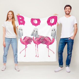 Funny Ghost Flamingo Boo Halloween Costume Gifts Fleece Blanket