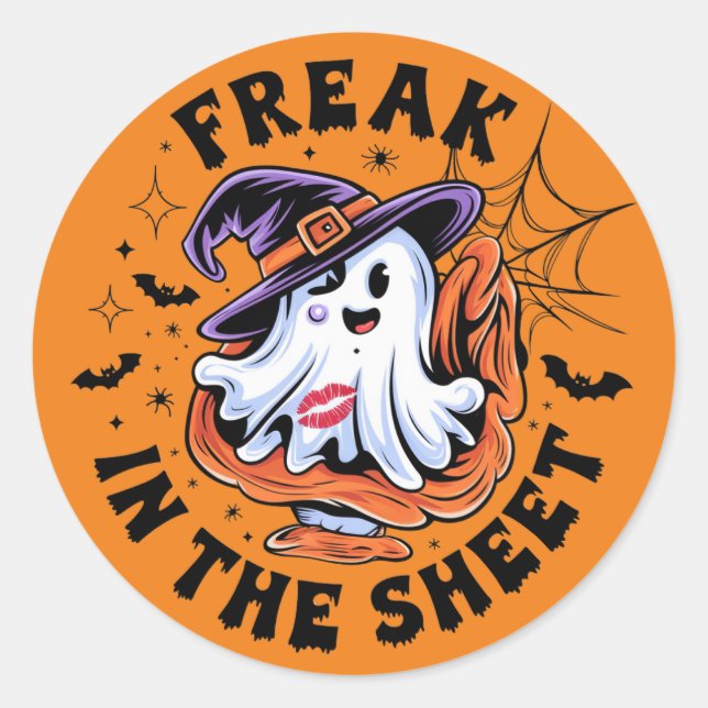 Funny Ghost "Freak In Sheet" Sticker (Front)