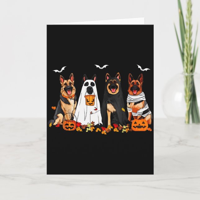 Funny Ghost German Shepherd Halloween Dog Mum Dog  Card (Front)