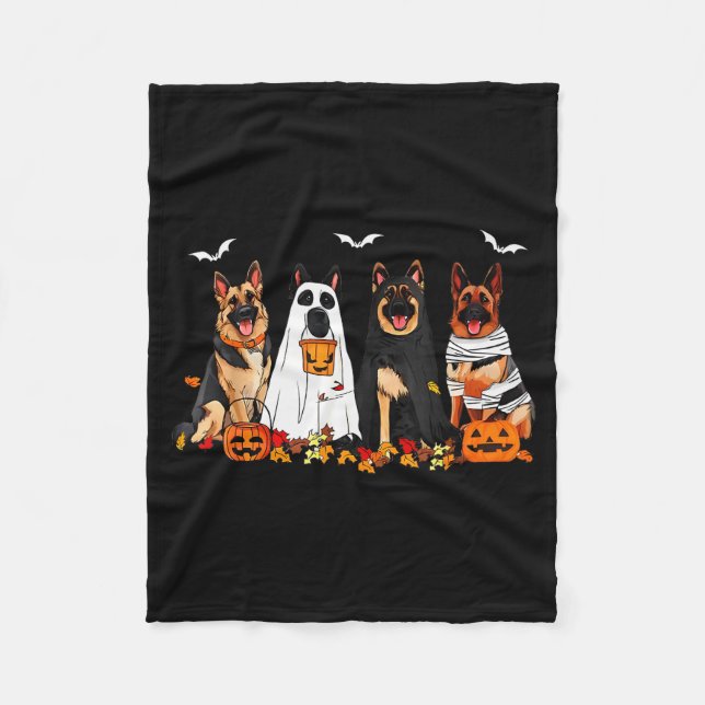 Funny Ghost German Shepherd Halloween Dog Mum Dog  Fleece Blanket (Front)