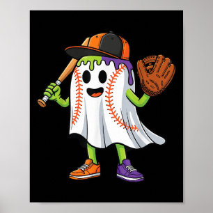 Funny Ghost Halloween Baseball Drip Boys Girls Kid Poster