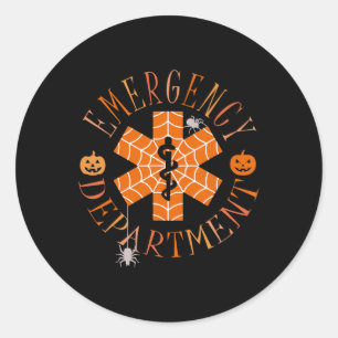 Funny Ghost Halloween Emergency Department Er Crew Classic Round Sticker