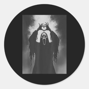 Funny Ghost Hand Heart Sign Soky Costume Halloween Classic Round Sticker