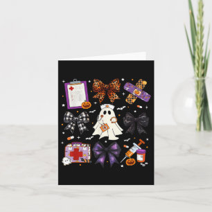 Funny Ghost Happy Halloween Coquette Bow Spooky Se Card
