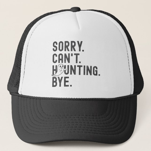 Funny Ghost Haunting Retro Halloween  Trucker Hat (Front)