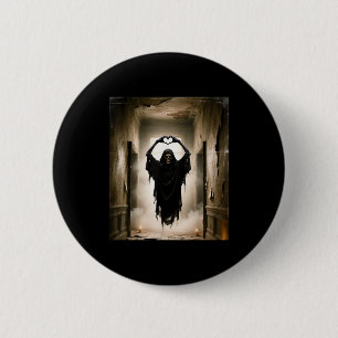 Funny ghost heart hands scary face halloween 6 cm round badge