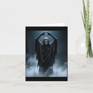 Funny ghost heart hands scary face halloween card