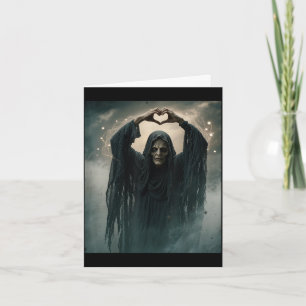 Funny ghost heart hands scary face halloween card