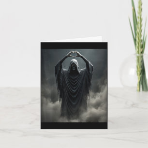 Funny ghost heart hands scary face halloween card