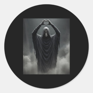 Funny ghost heart hands scary face halloween classic round sticker