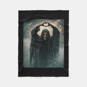 Funny ghost heart hands scary face halloween fleece blanket