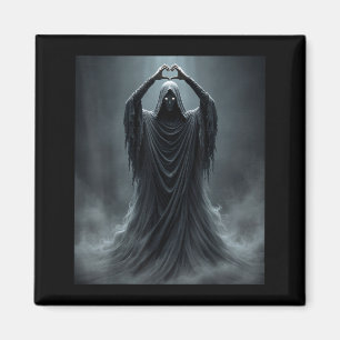 Funny ghost heart hands scary face halloween magnet