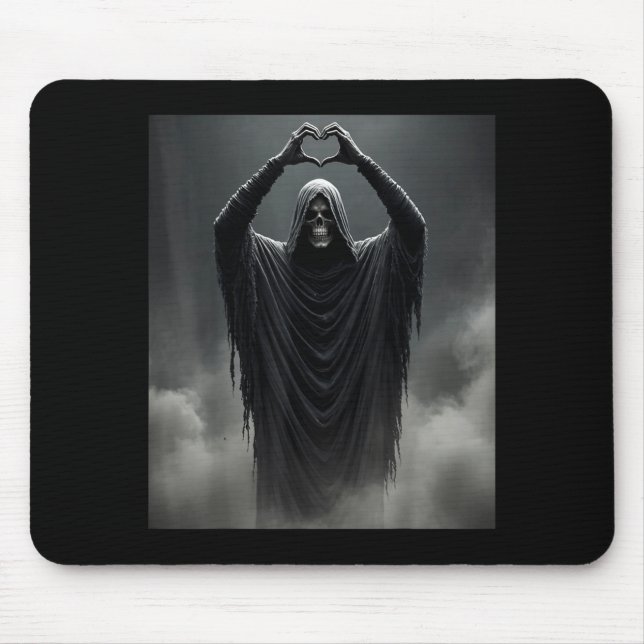 Funny ghost heart hands scary face halloween mouse pad (Front)