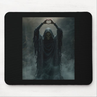 Funny ghost heart hands scary face halloween mouse pad