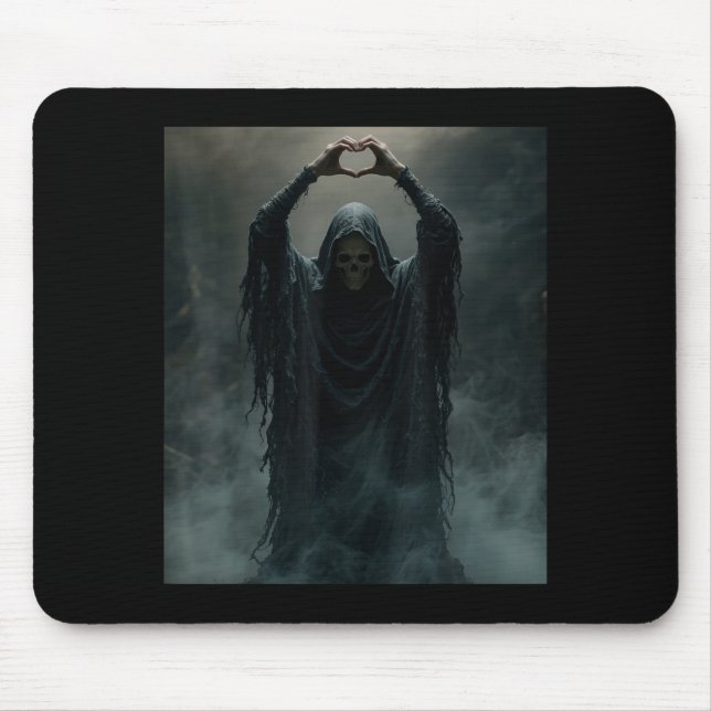 Funny ghost heart hands scary face halloween mouse pad (Front)