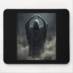 Funny ghost heart hands scary face halloween mouse pad