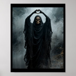 Funny ghost heart hands scary face horror poster