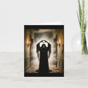 Funny ghost heart hands scary face horror poster card