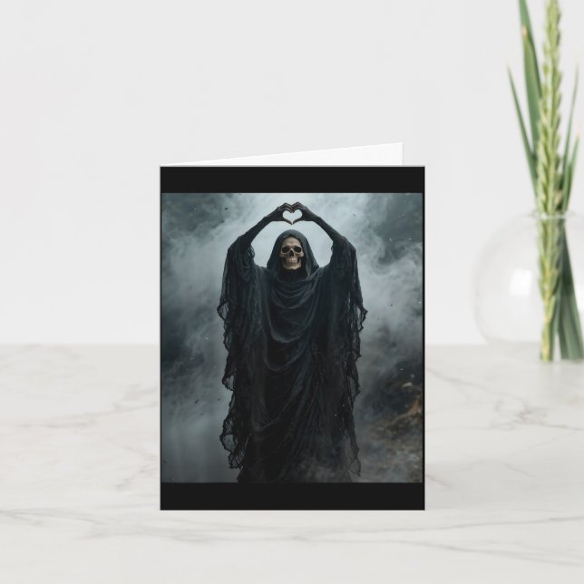 Funny ghost heart hands scary face horror poster card (Front)