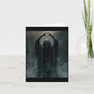 Funny ghost heart hands scary face horror poster card