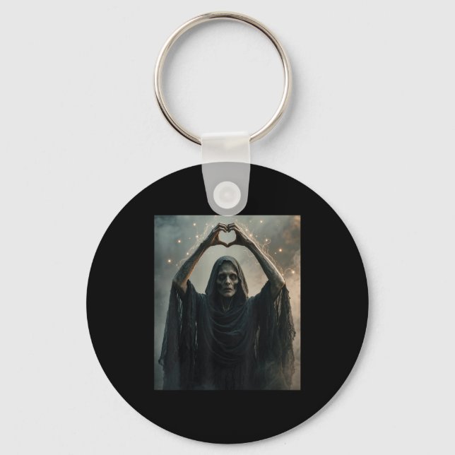 Funny ghost heart hands scary face horror poster key ring (Front)