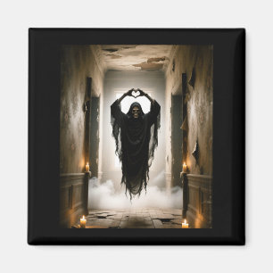 Funny ghost heart hands scary face horror poster magnet