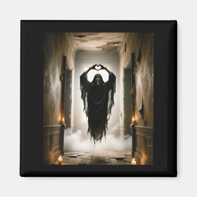 Funny ghost heart hands scary face horror poster magnet (Front)