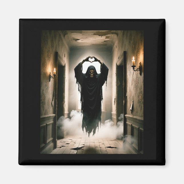 Funny ghost heart hands scary face horror poster magnet (Front)