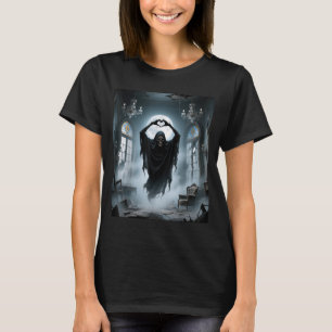 Funny ghost heart hands scary face horror poster T-Shirt
