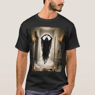 Funny ghost heart hands scary face horror poster T-Shirt