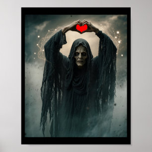 Funny ghost heart hands scary horror poster