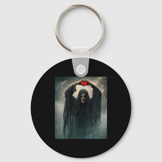 Funny ghost heart hands scary horror poster key ring (Front)