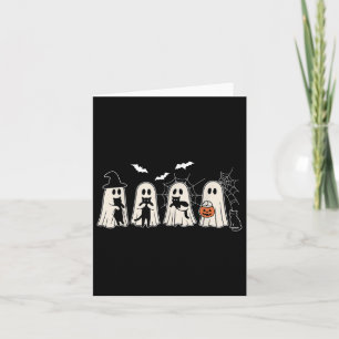 Funny Ghost Holding A Black Cat Halloween Ghost Ca Card