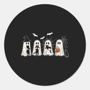 Funny Ghost Holding A Black Cat Halloween Ghost Ca Classic Round Sticker
