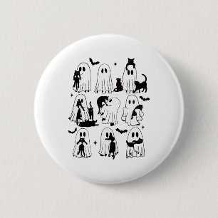 Funny Ghost Holding A Black Cat Lazy Halloween Spo 6 Cm Round Badge